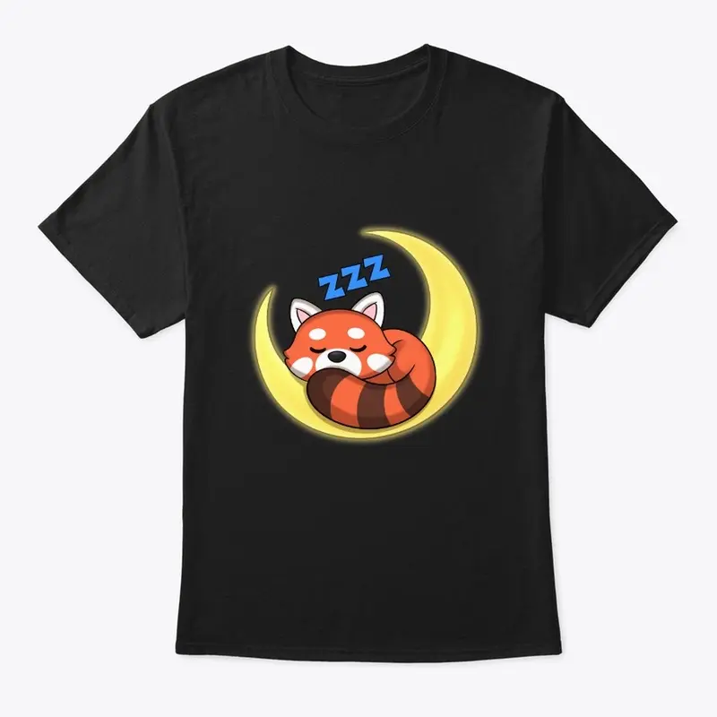 Cute red panda sleeping on the moon